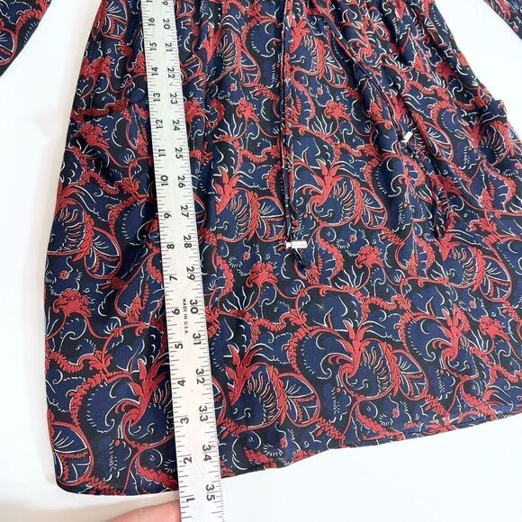 A.L.C. Dress Womens Size 2 Sullivan 100% Silk Floral Tie Waist Long Sleeve - Picture 7 of 13